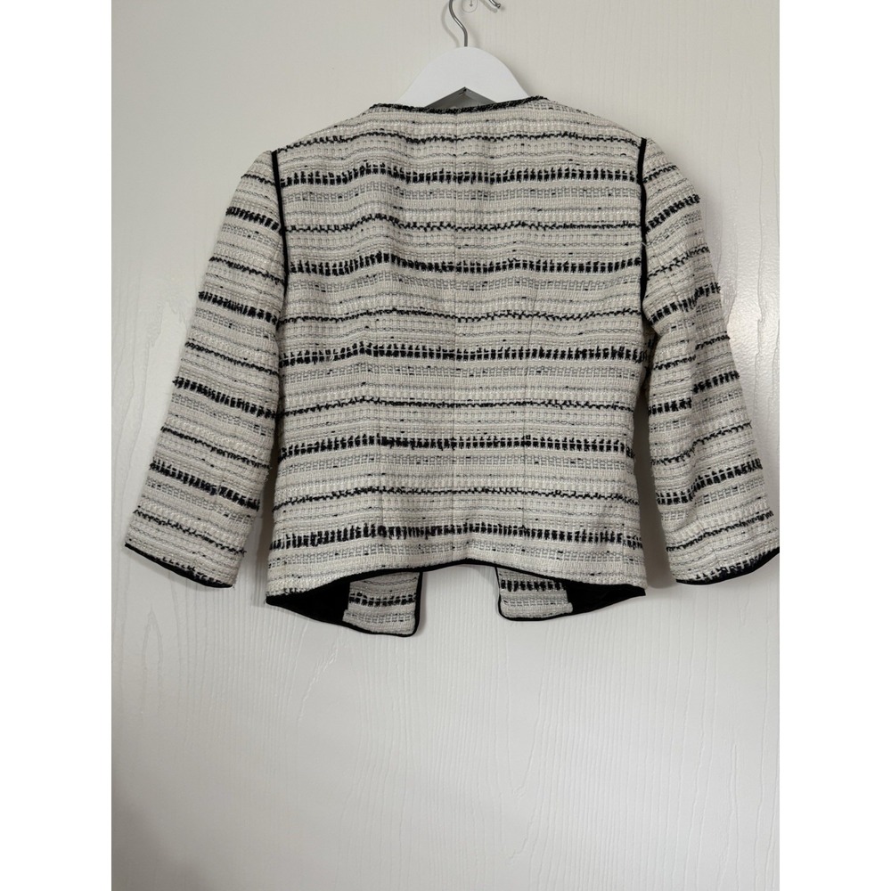 White House Black Market Women's Size 00 Tweed Short White And Black Blazer - Picture 5 of 6